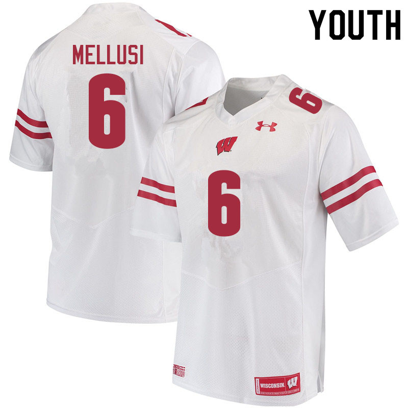 Wisconsin Badgers Youth #6 Chez Mellusi NCAA Under Armour Authentic White College Stitched Football Jersey XS40Z70FU